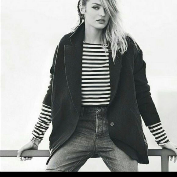 Free people slouchy oversized boyfriend short 2 buttoned coat sz S - Picture 1 of 11